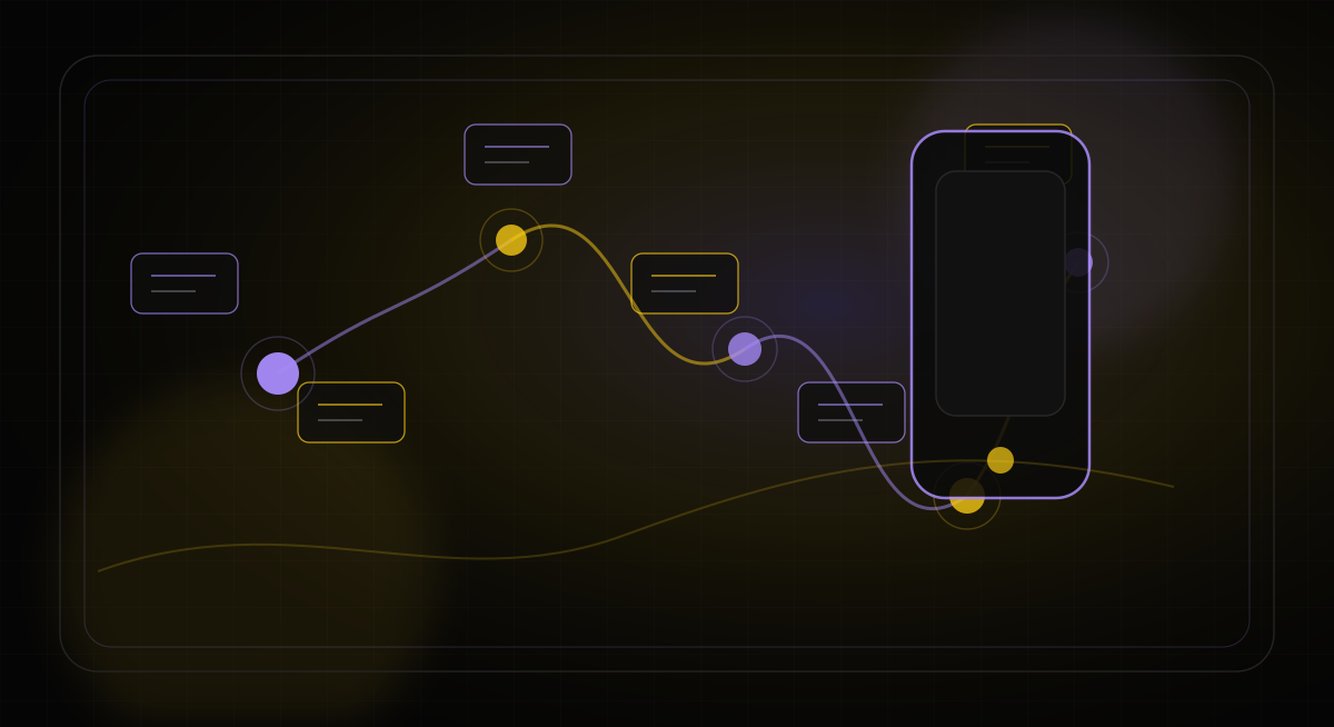 Golub Softworks mobile AI feature visual with device surfaces and contextual assistant signals